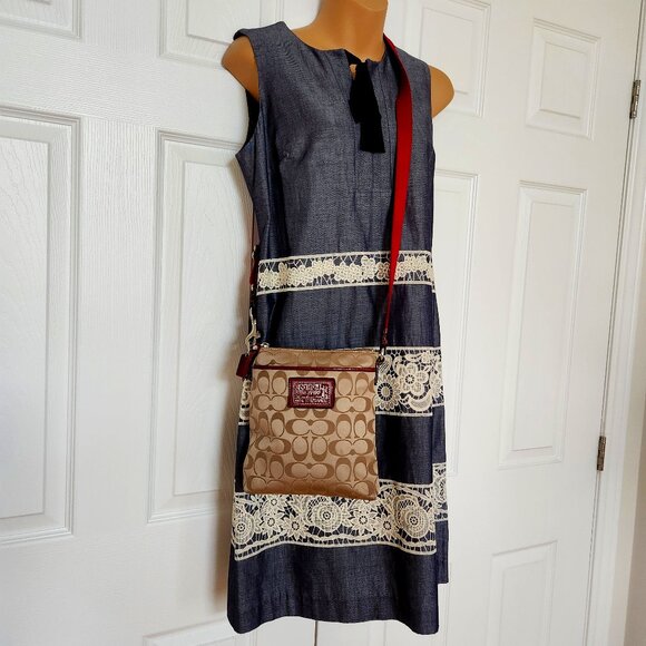 COACH MONOGRAM POPPY SIGNATURE SATIN CROSSBODY BAG - Picture 1 of 9